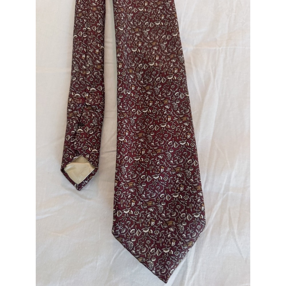 Christian Dior Monsieur Silk Tie Burgundy Red Floral Vine Pattern Luxury Mens